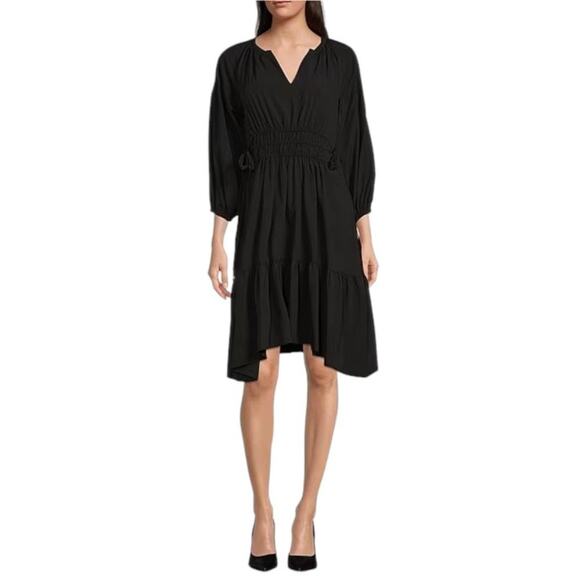 Calvin Klein Black Cinch Tie Fit and Flare Dress Size 2 NWOT $139 MSRP - Picture 1 of 10